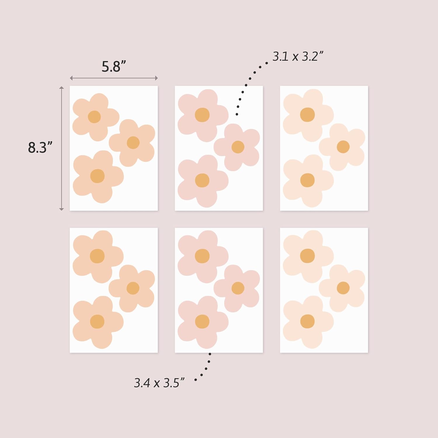 Daisy Blush Pink Boho Wall Stickers for Kids