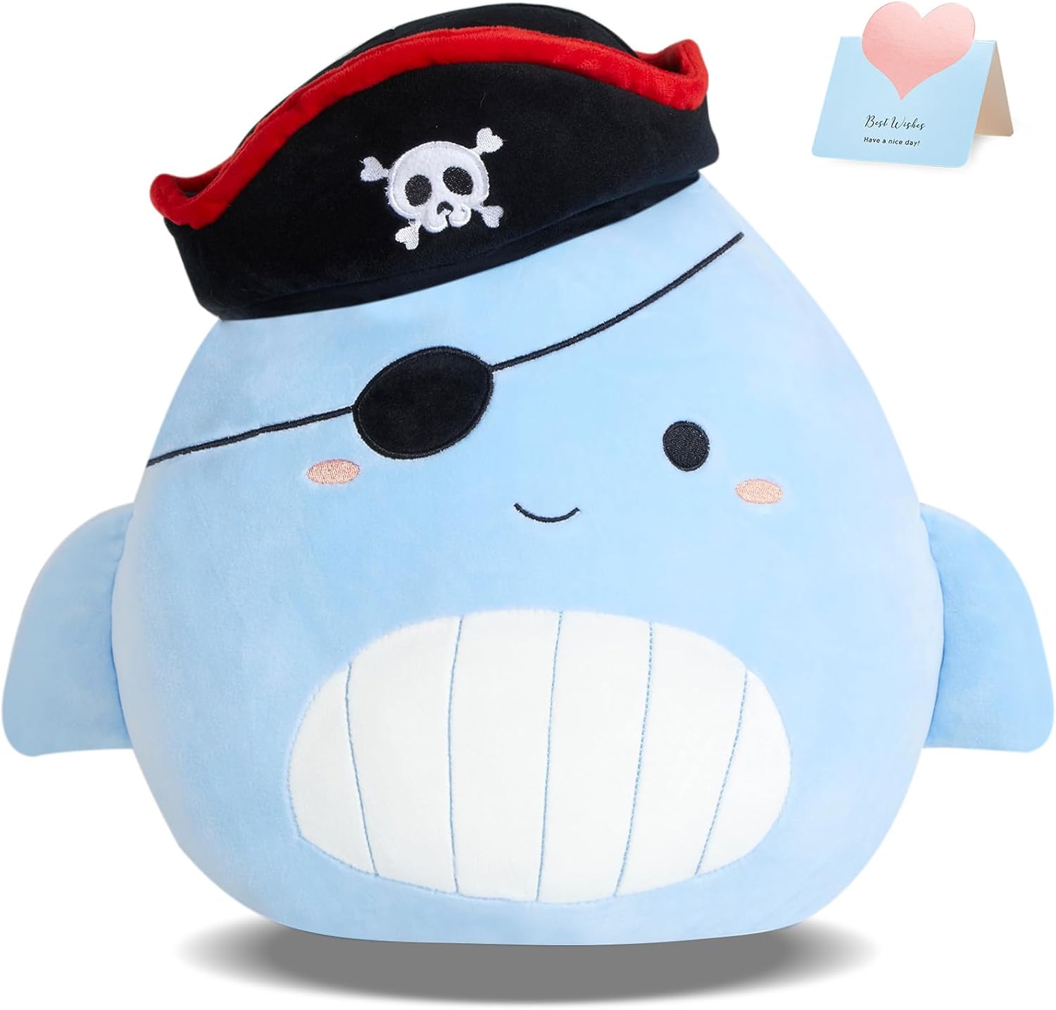 14 Inch Pirate Whale Plush Pillow