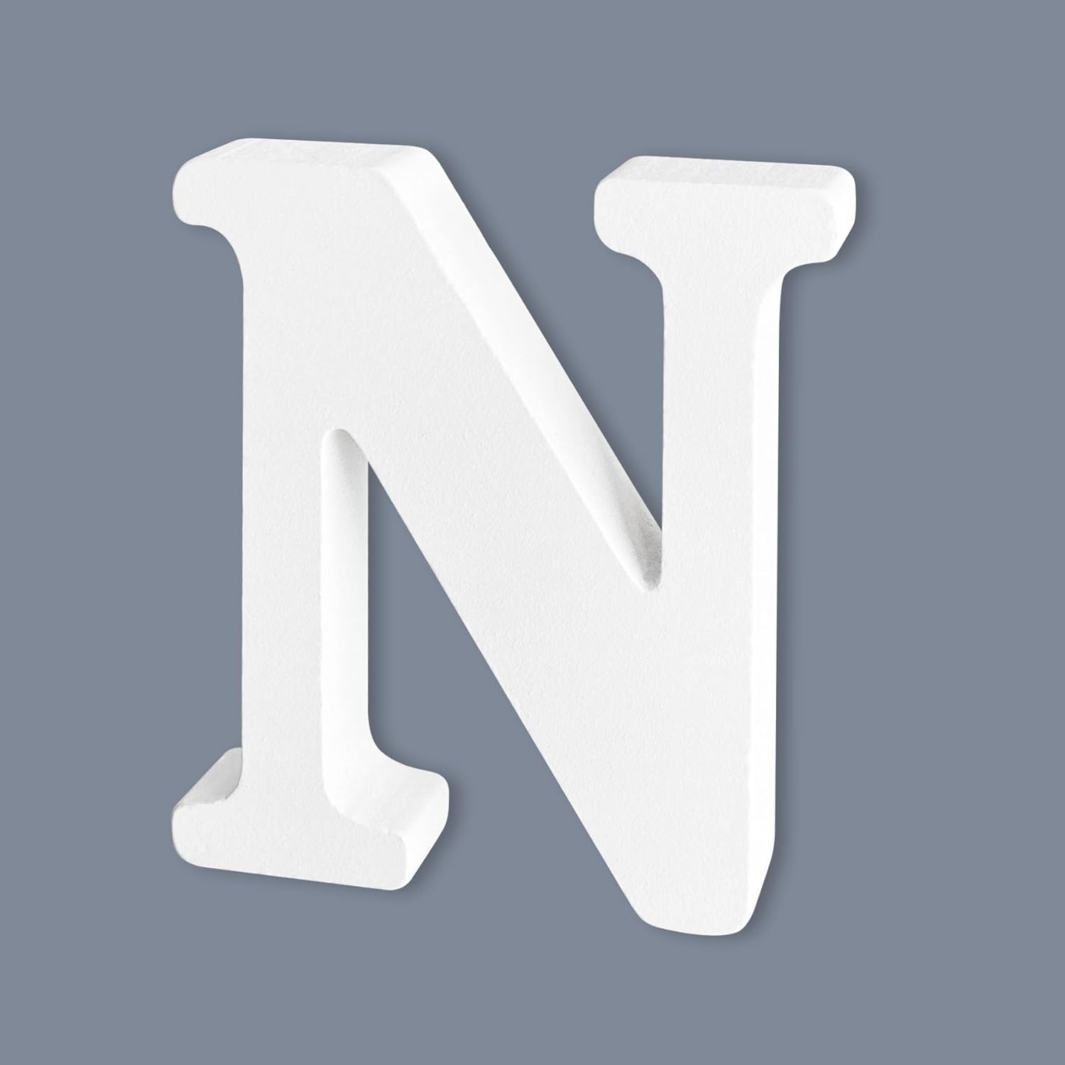 6 Inch White Unfinished Wooden Letter N