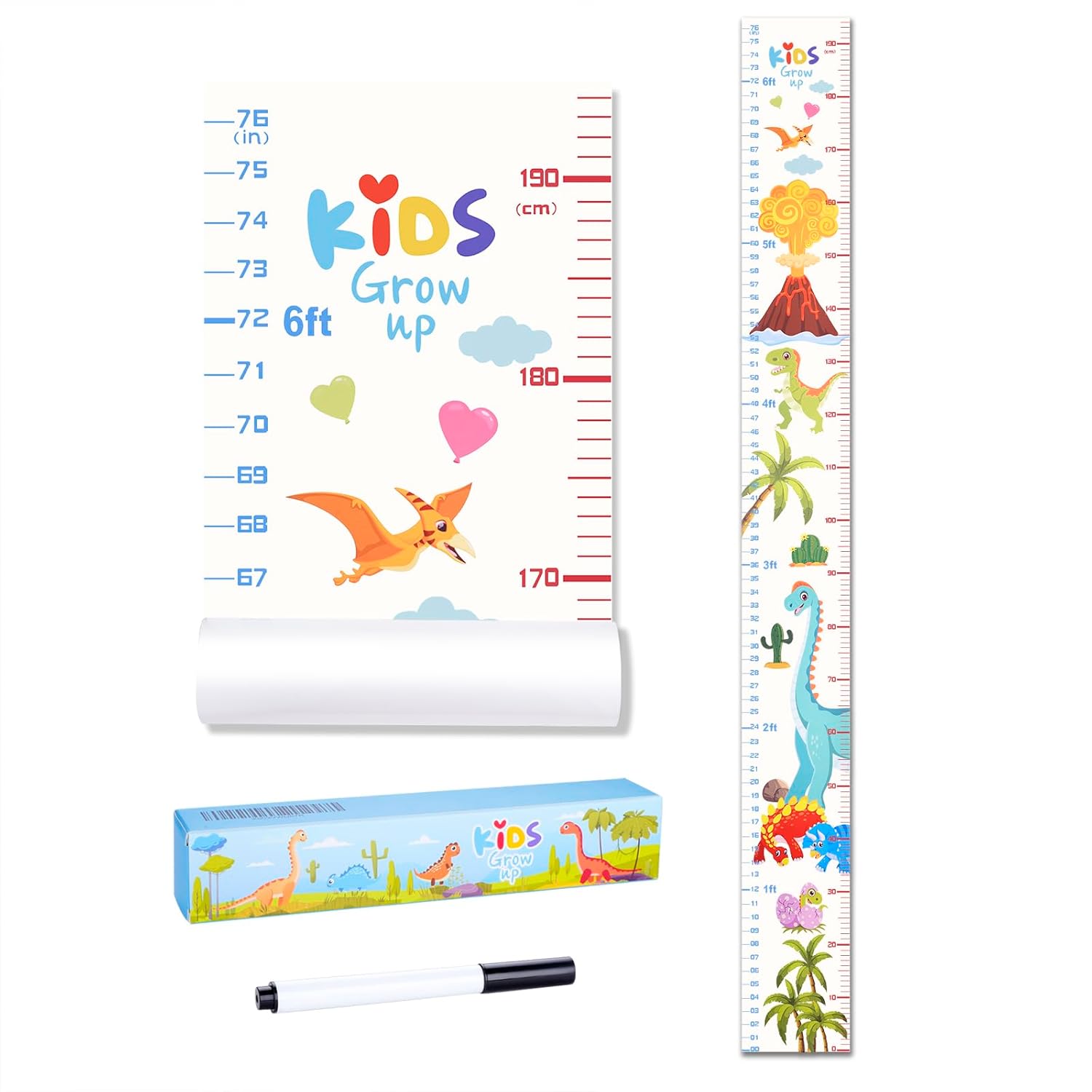 Baby Height Growth Chart with Dinosaur Design