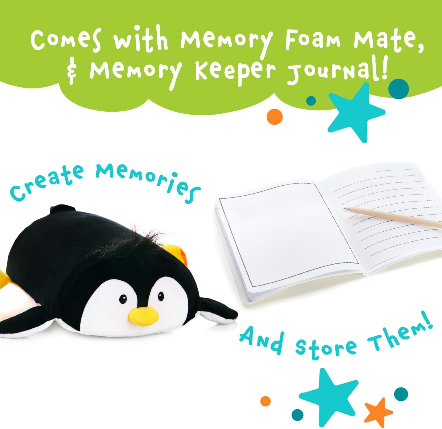Cuddly Memory Foam Pillow Plush with Journal Pocket