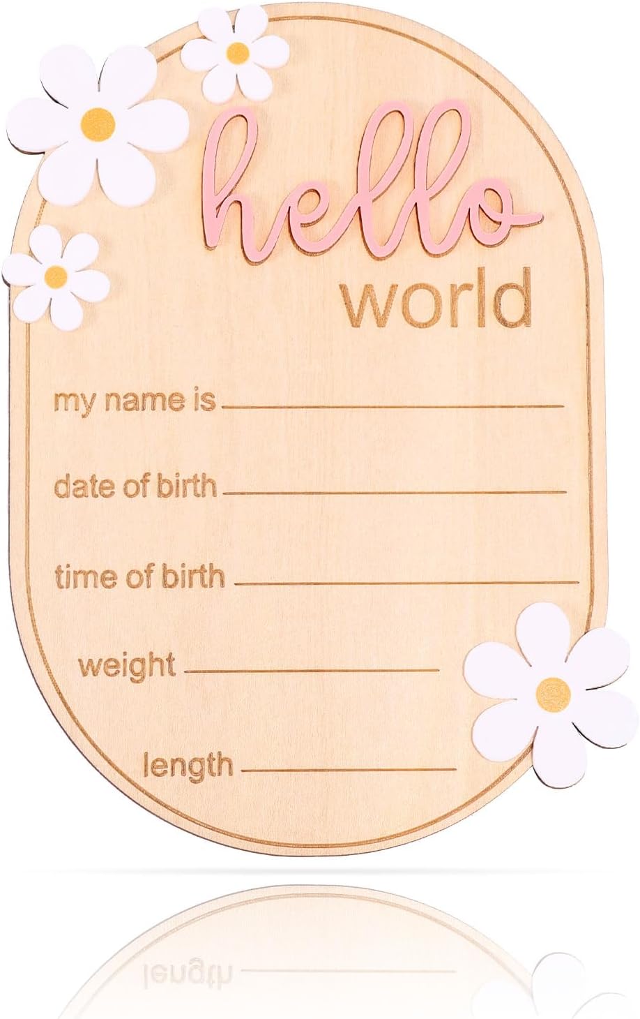 Wooden Hello World Baby Announcement Sign