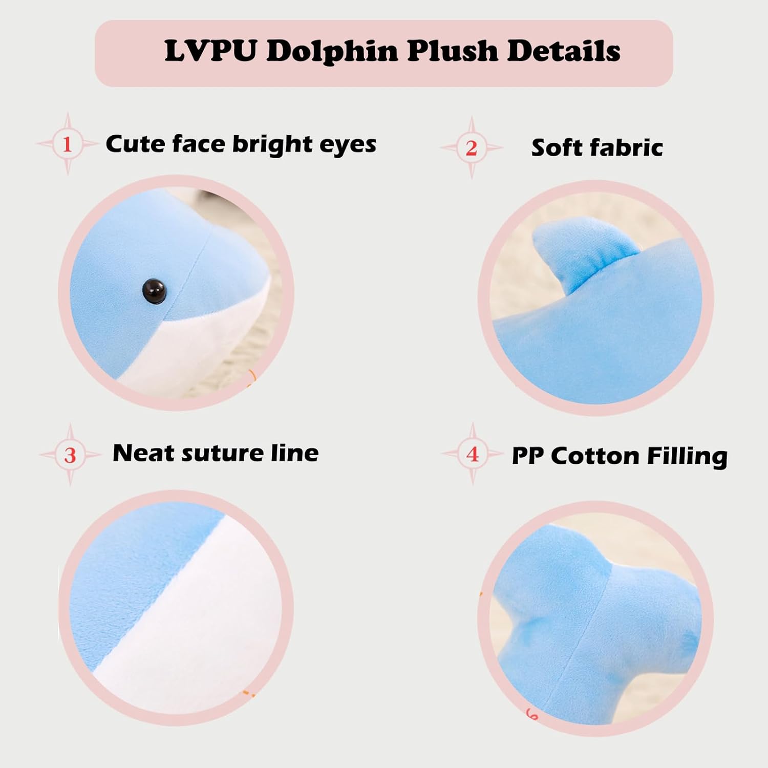 Dolphin Plush Pillow for Kids and Adults