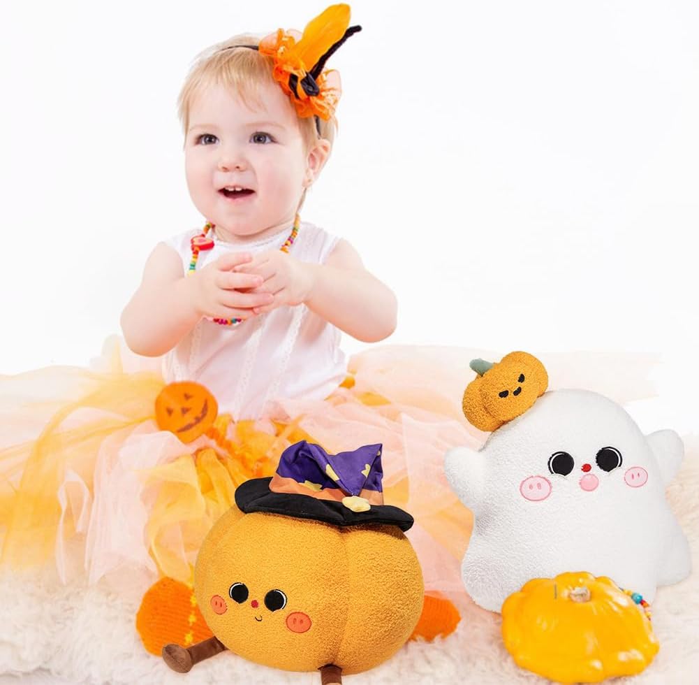 Halloween Pumpkin Ghost Throw Pillow