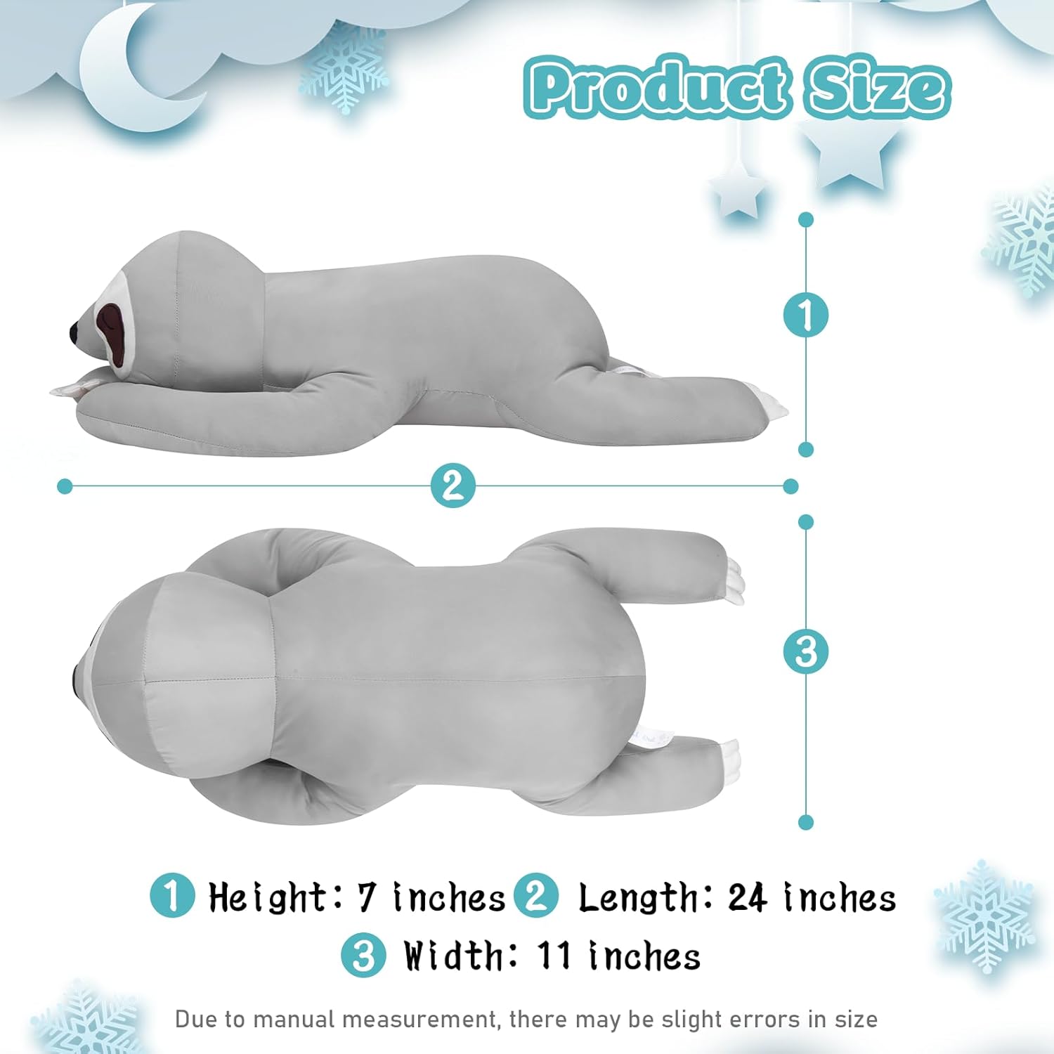 My OLi 24 Inch Sloth Cooling Plush Pillow