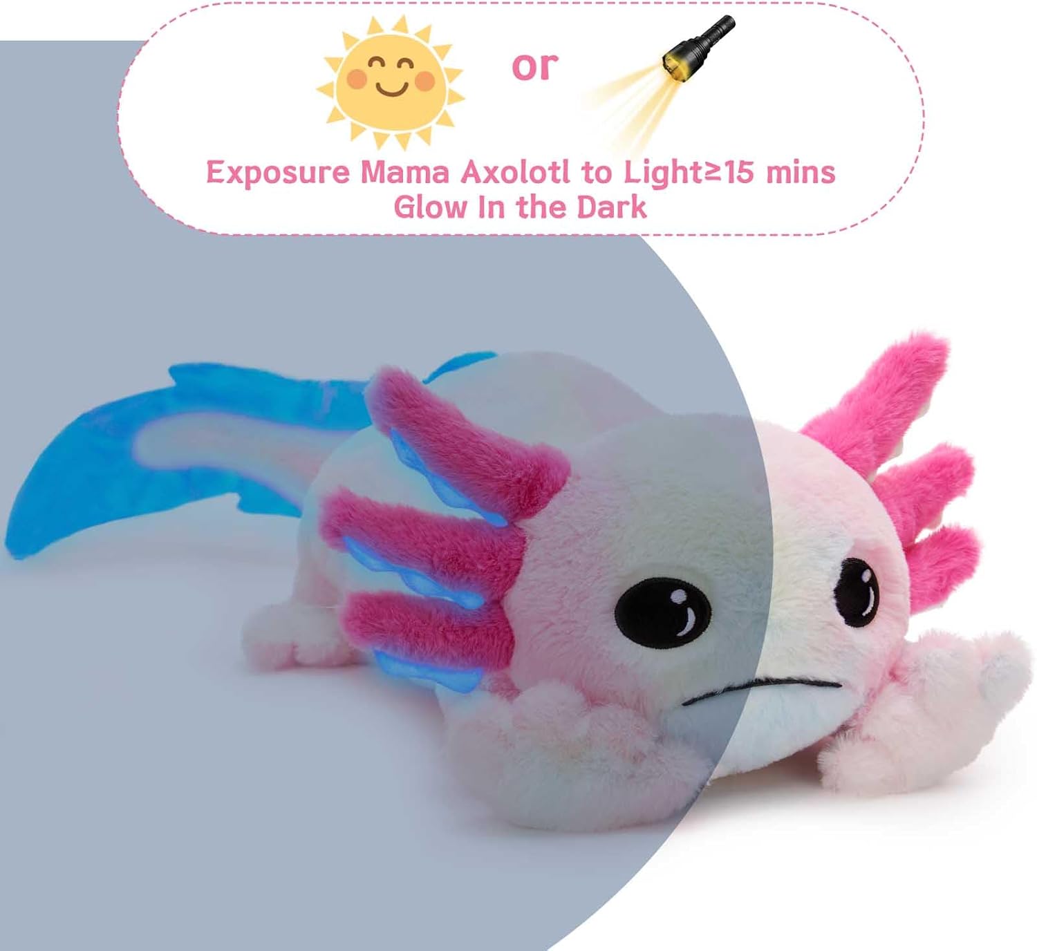 Glow Axolotl Plush Pillow with 4 Babies