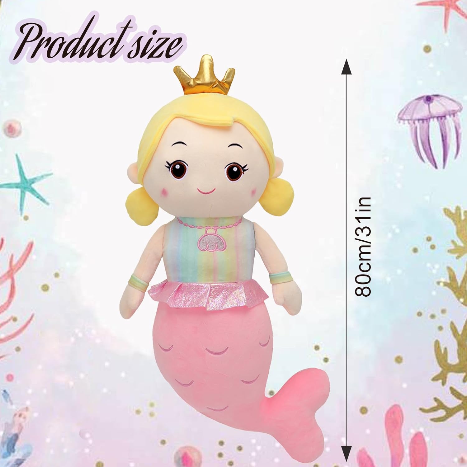 Mermaid Plush Pillow Toy for Girls Kids