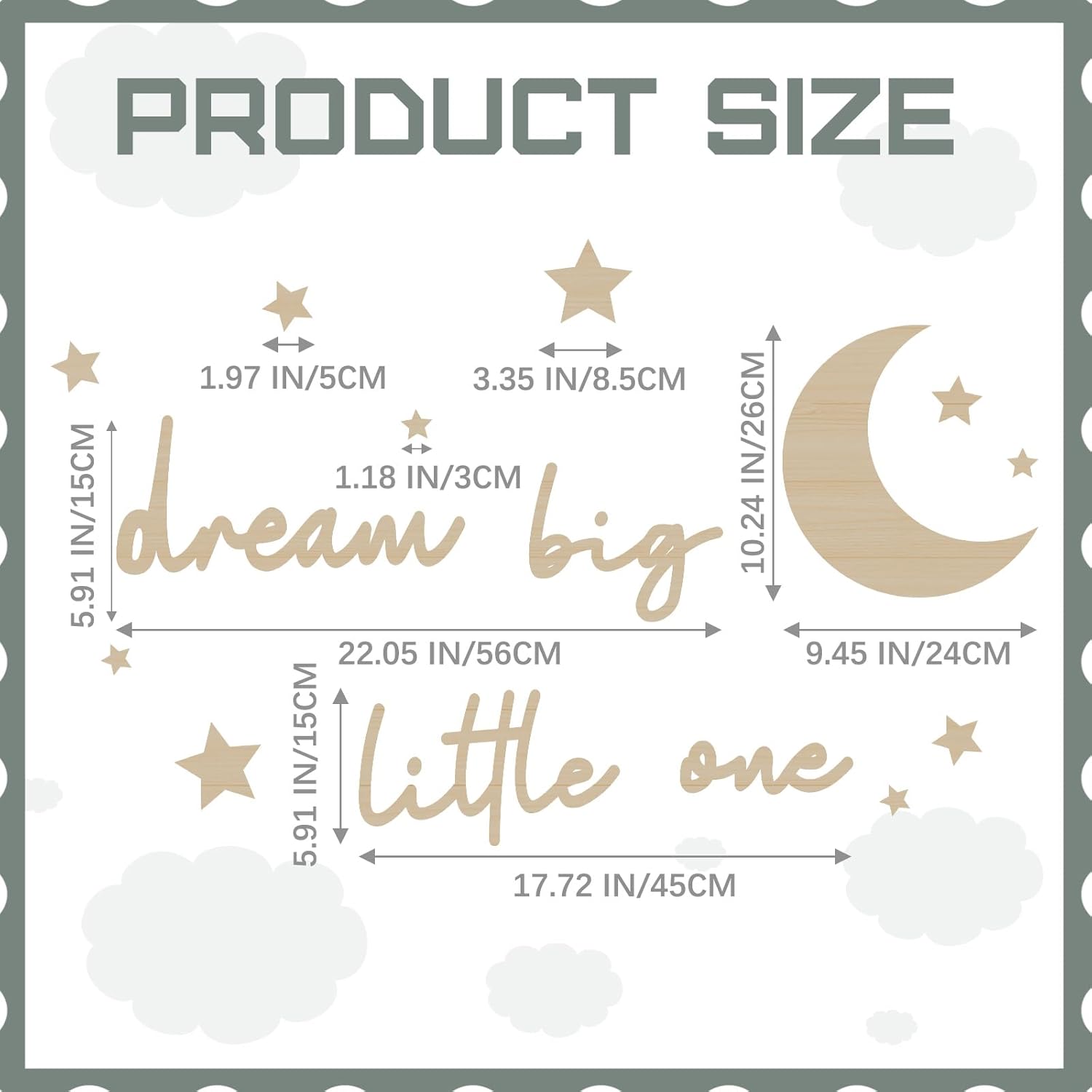 15 Pcs Wooden Nursery Wall Decor Set