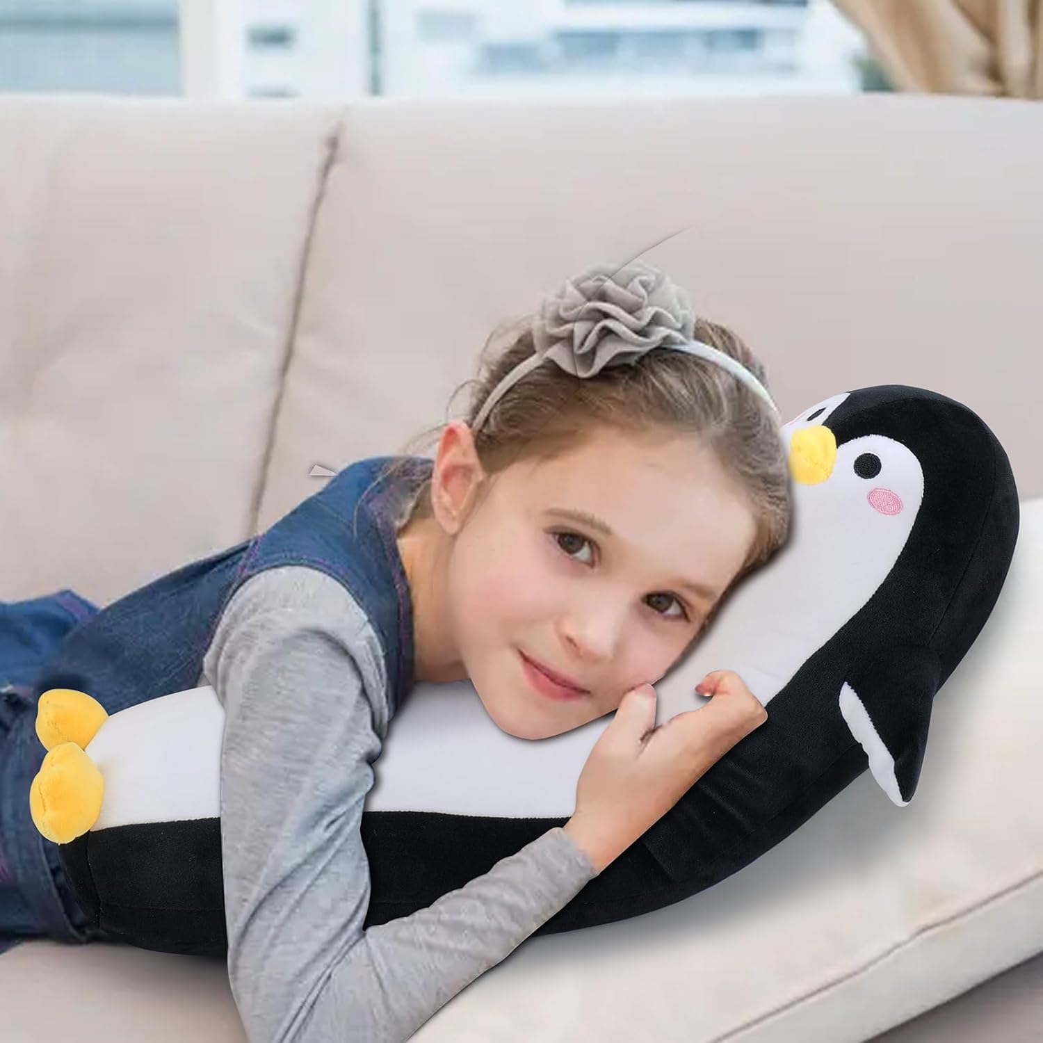 Cute Long Penguin Plush Pillow for Hugging