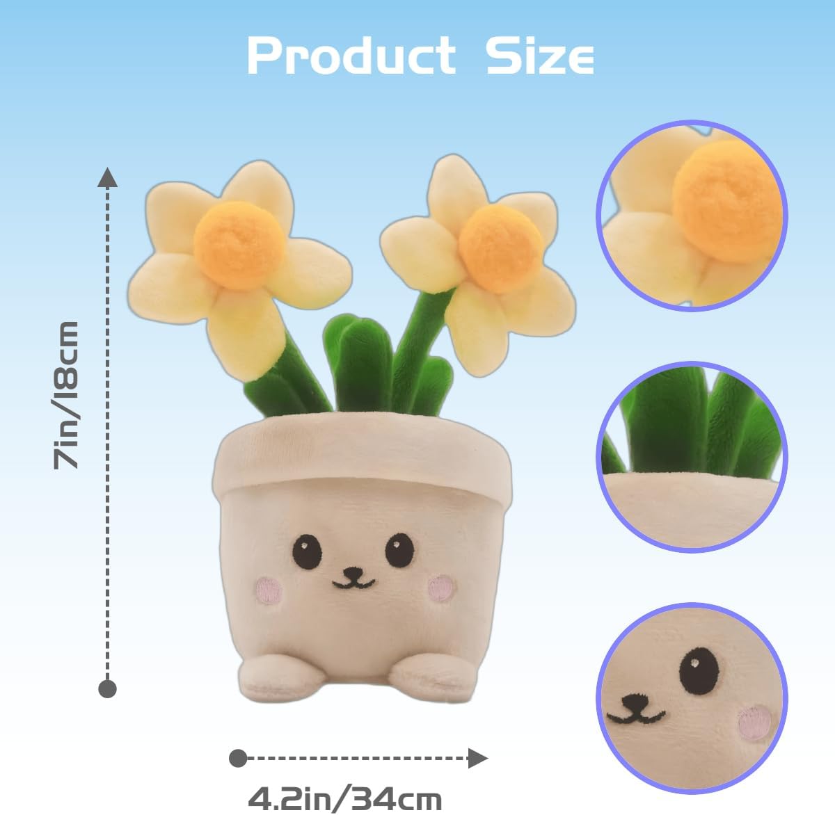 Happy Face Flower Stuffed Pillow Toy
