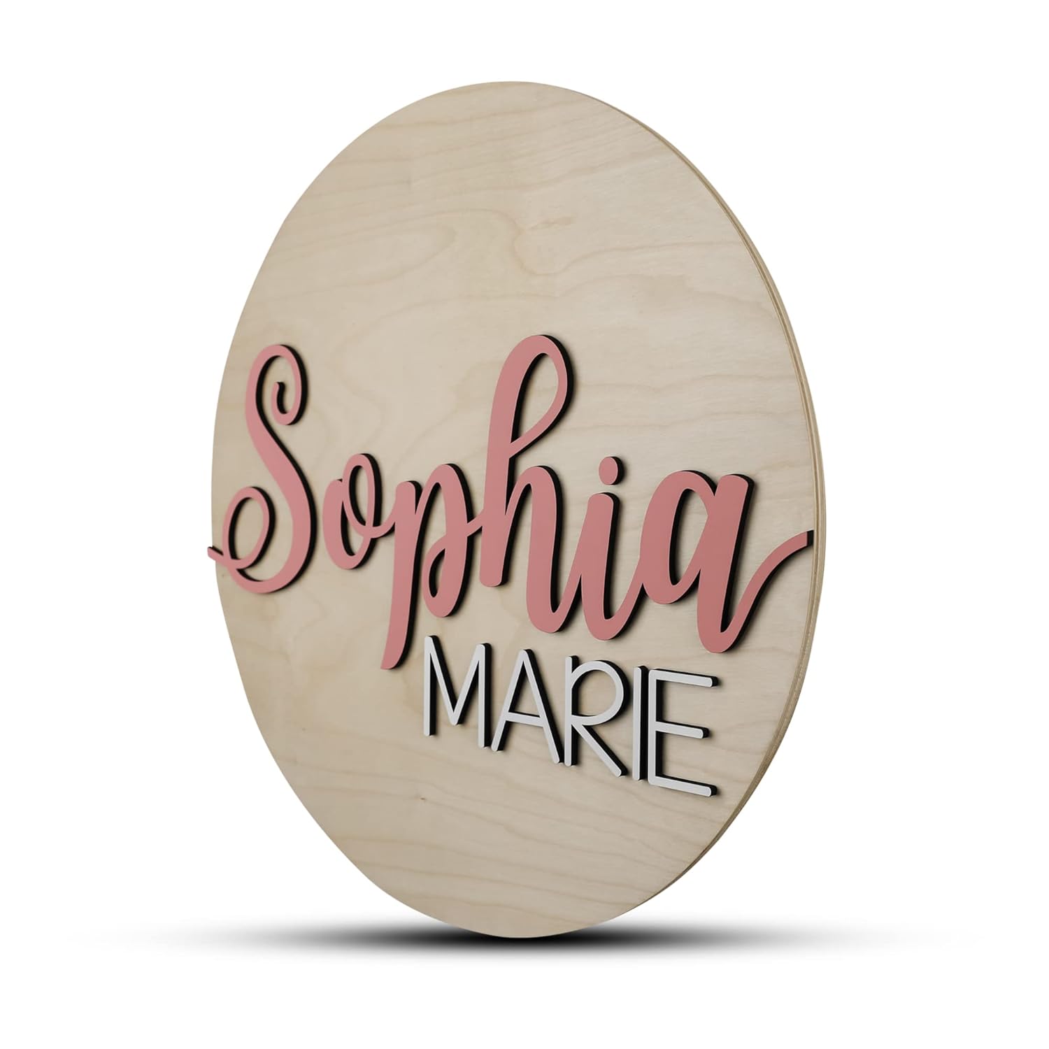 Custom Round Nursery Name Sign Personalized Wooden Wall Plaque
