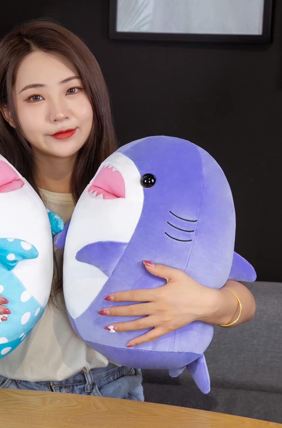 17 Inch Purple Shark Plush Hugging Pillow