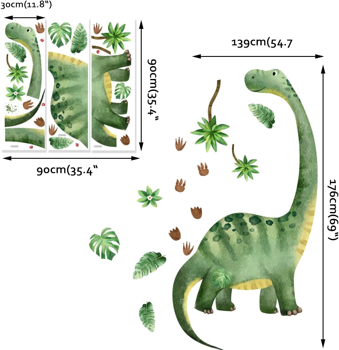 Runtoo Large Dinosaur Wall Decals