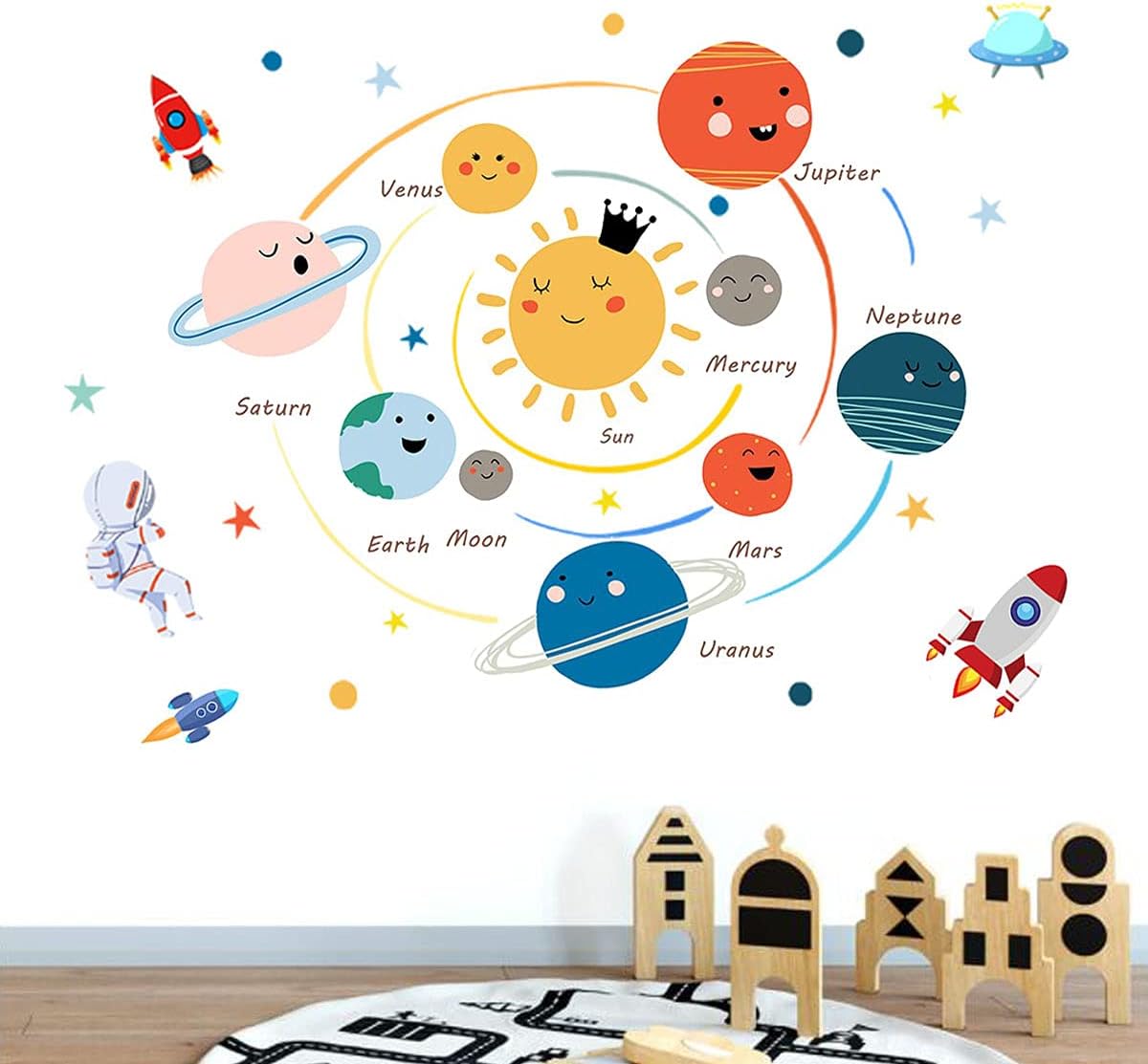 Space Planet Wall Decals for Kids Room
