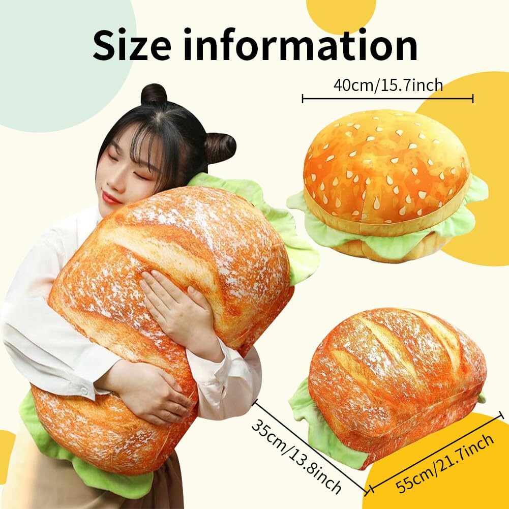 3D Simulation Cheeseburger Plush Pillow