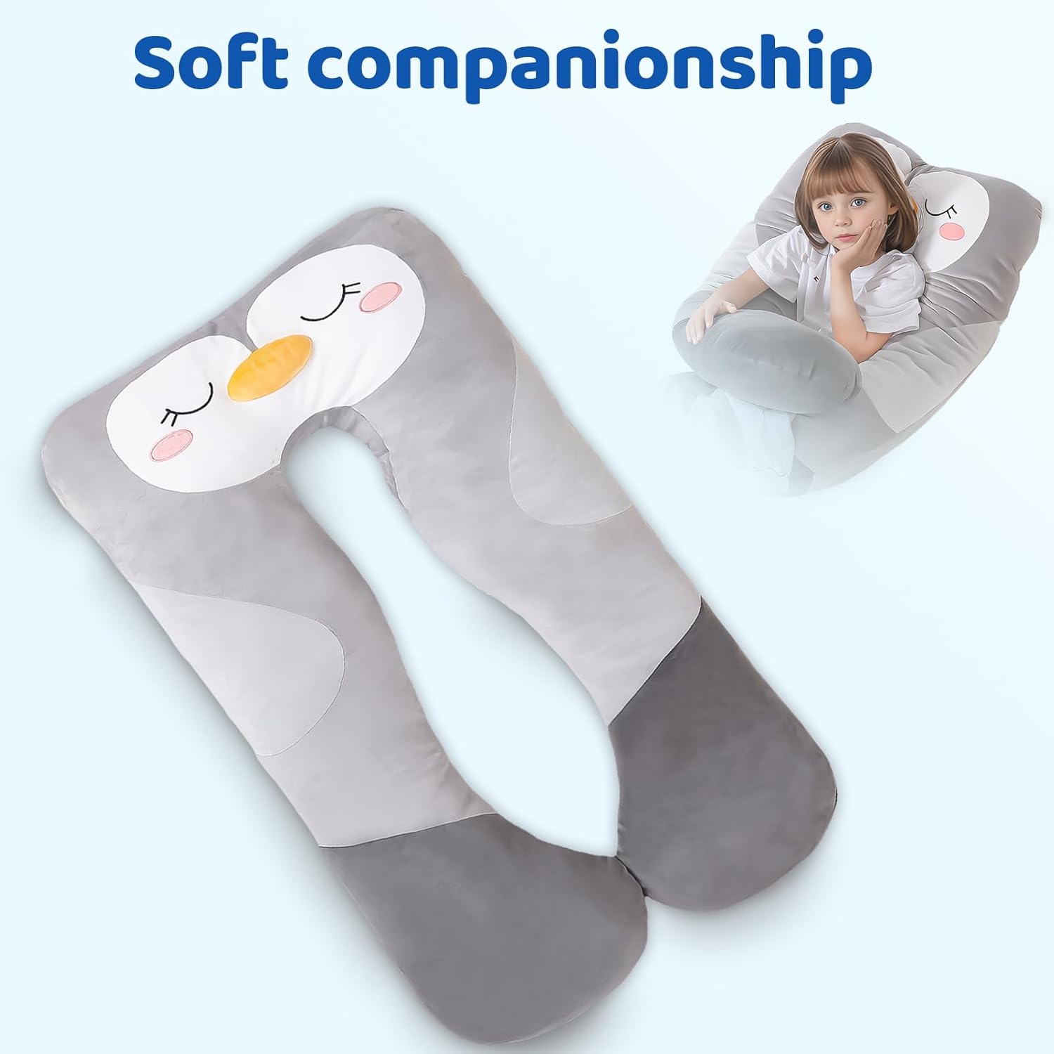 47x23 Inch U Shaped Plush Body Pillow for Kids 1