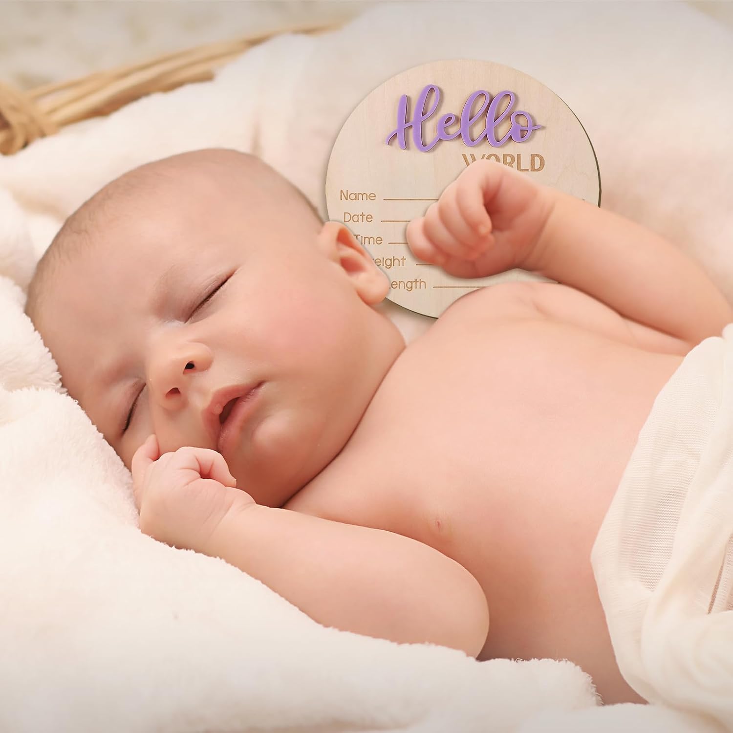 Newborn Hello World Wooden Sign