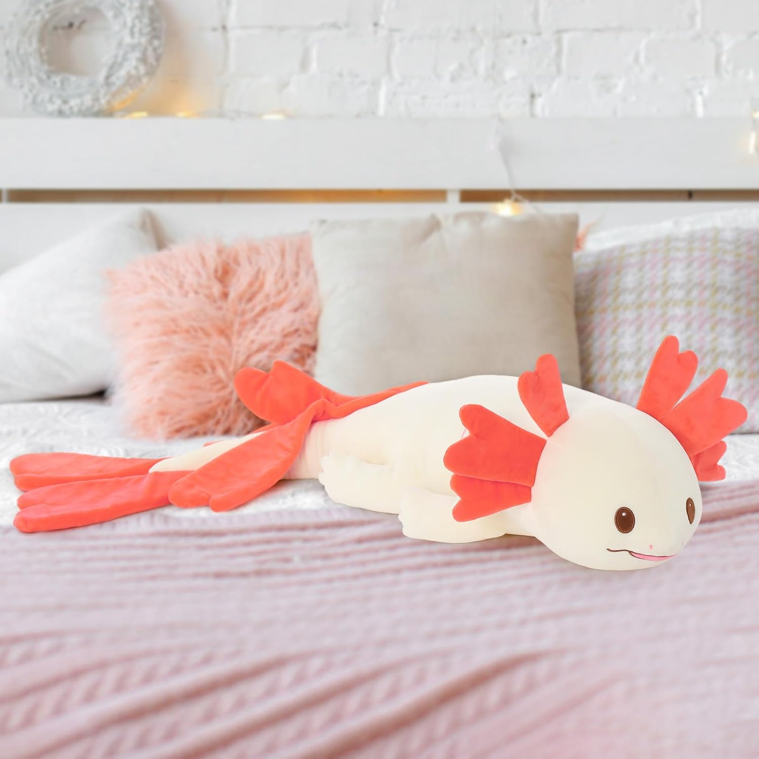Axolotl Plush Throw Pillow for Kids and Adults