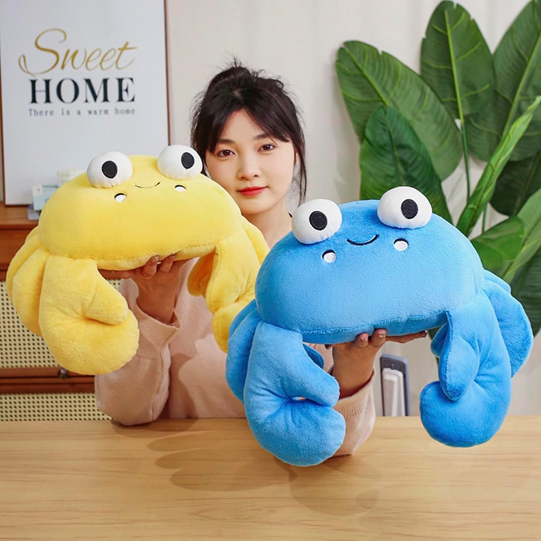 ELAINREN Fluffy Blue Crab Plush Pillow