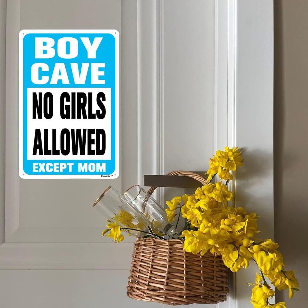 8x12 Inch Boy Cave Blue Aluminum Wall Sign