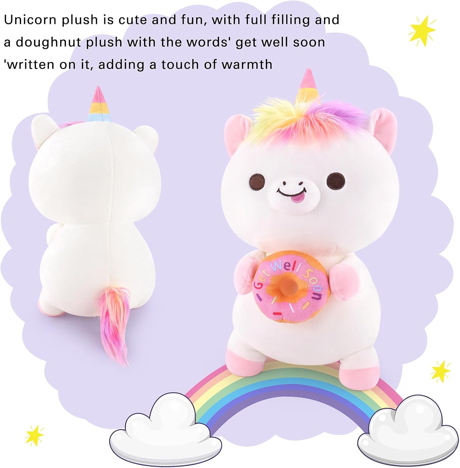 Achwishap Get Well Soon Unicorn Plush Pillow