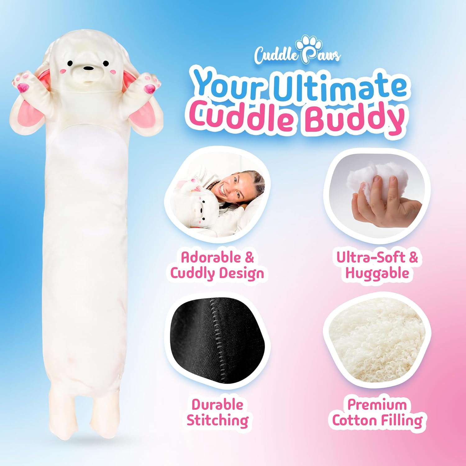 Cuddle Paws Big Bunny Plush Pillow