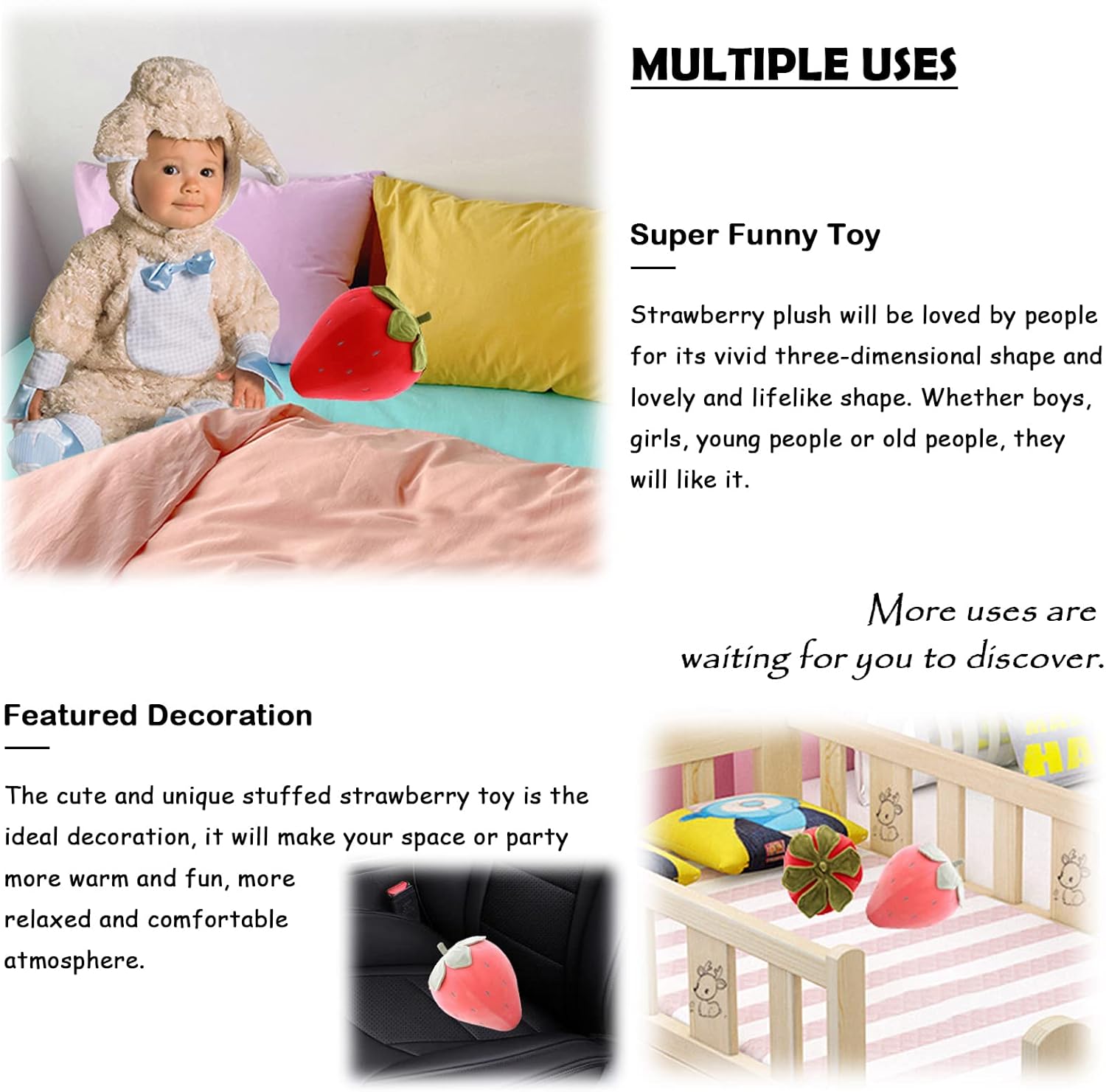 Strawberry Plush Toy for Kids 9 Inch Cute Design