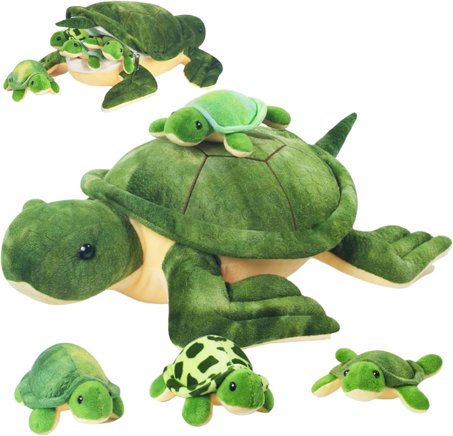 5 Piece Turtle Plush Toy Set with Hidden Babies