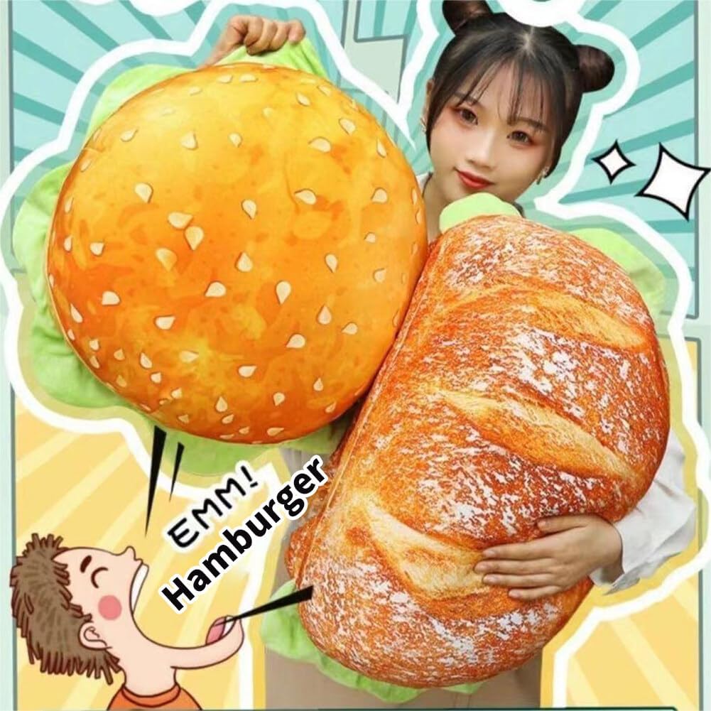3D Simulation Cheeseburger Plush Pillow