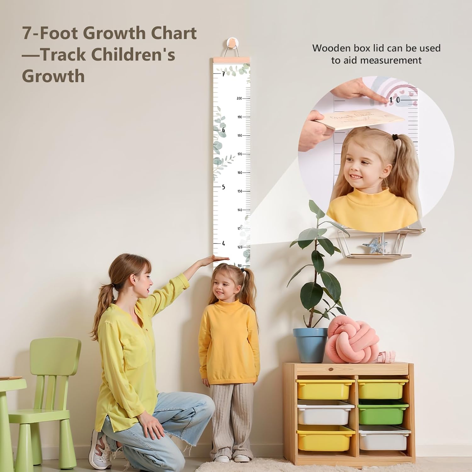 Growth Chart for Wall with Keepsake Box and Hook