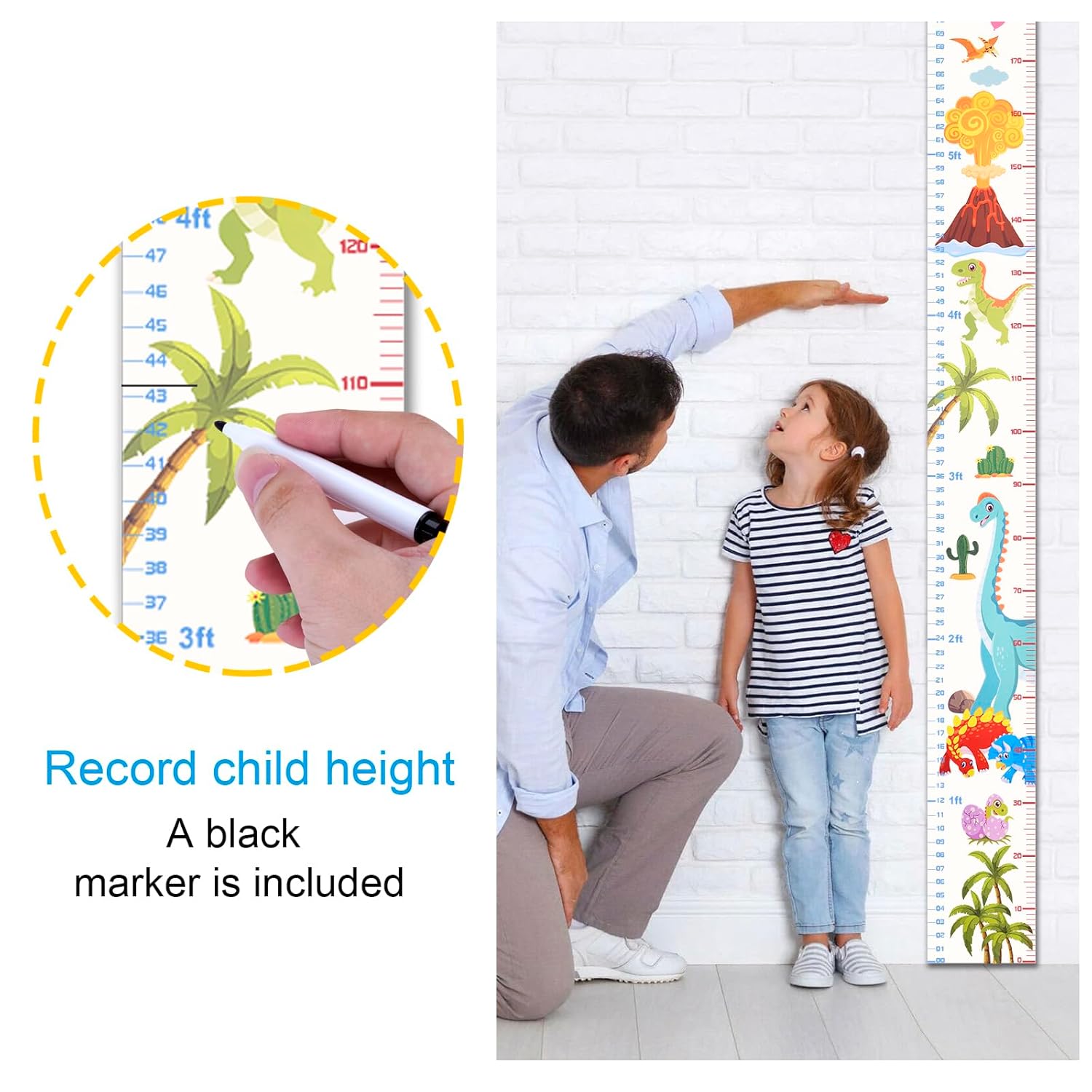 Baby Height Growth Chart with Dinosaur Design