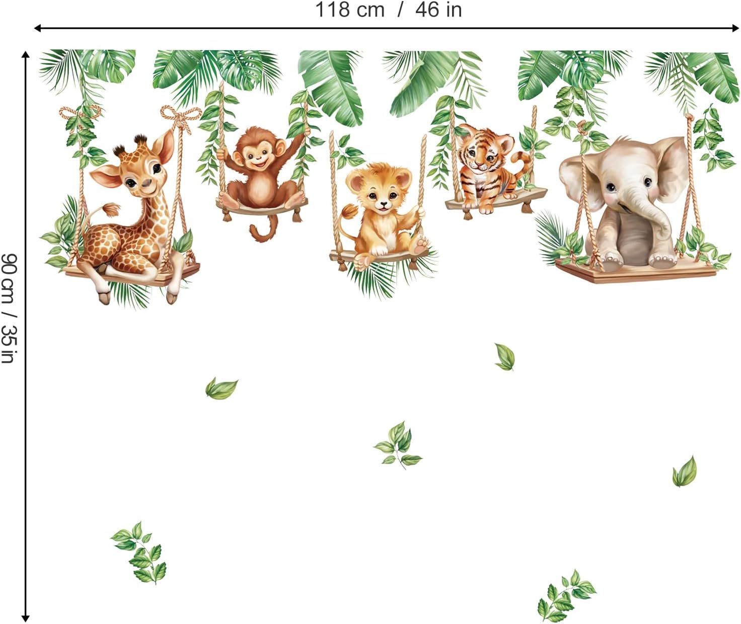 Wondever Jungle Animals Wall Stickers