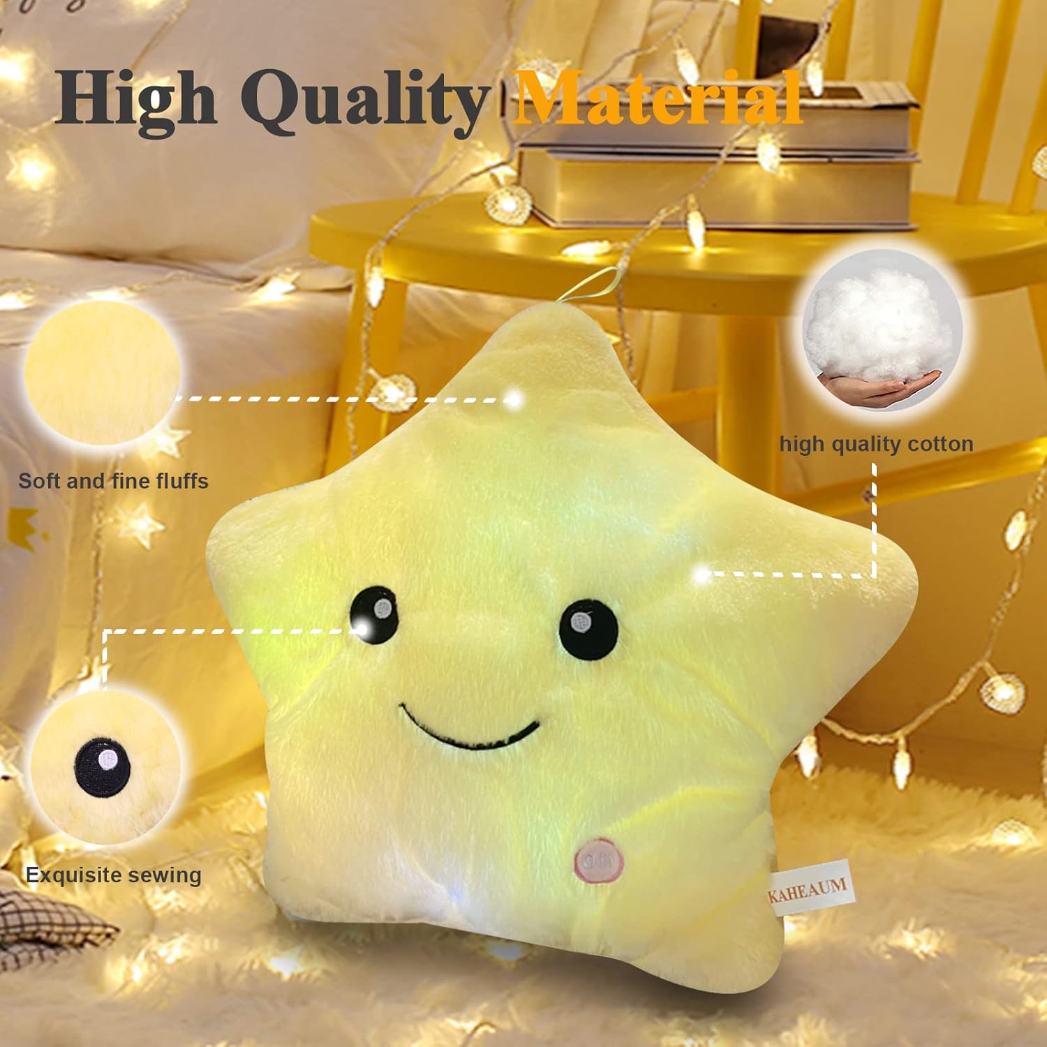 Twinkle Star LED Light-Up Plush Pillow