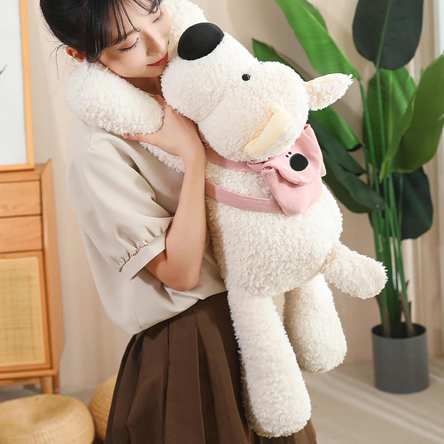 PEACH CAT West Highland White Terrier Plush Pillow with Backpack