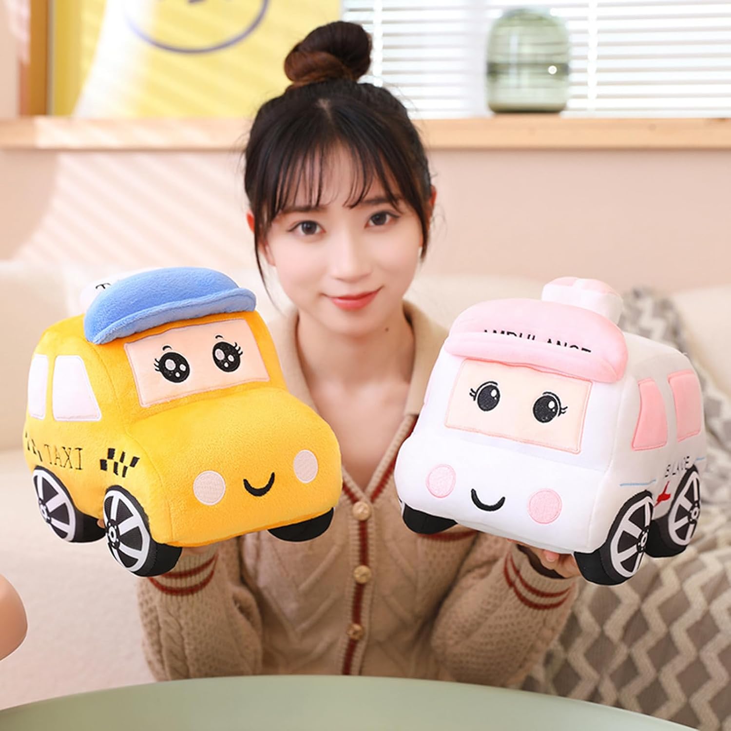 3D Cartoon Ambulance Plush Pillow Toy