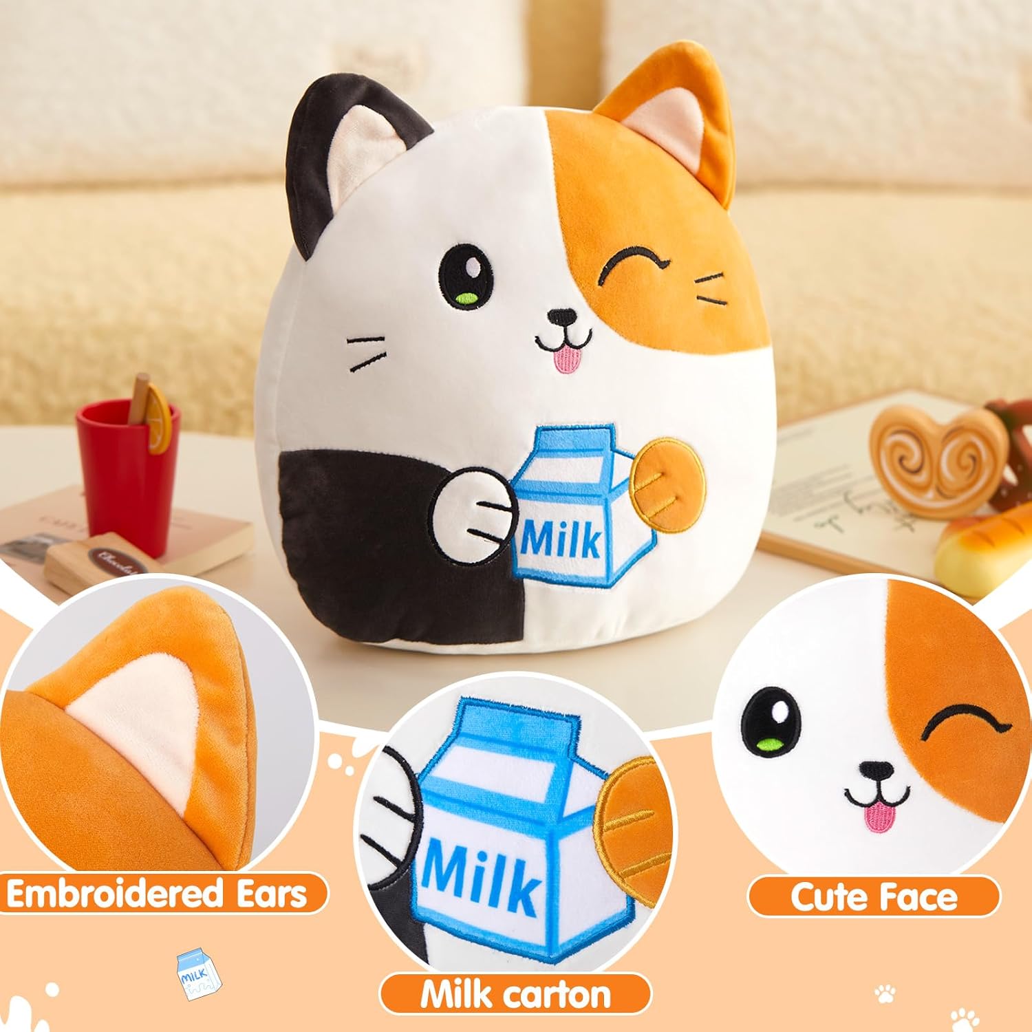 12 Inch Plush Cat Pillow Toy for Kids and Adults