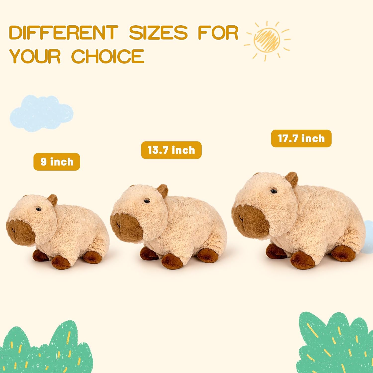 Capybara Plushie Pillow for Kids 9 Inch