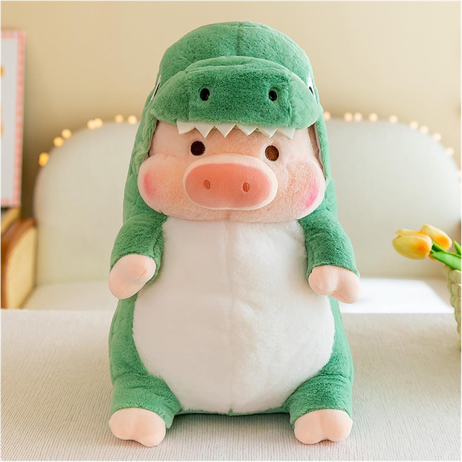 Cute Pig Plush Pillow with Shark Dinosaur Design