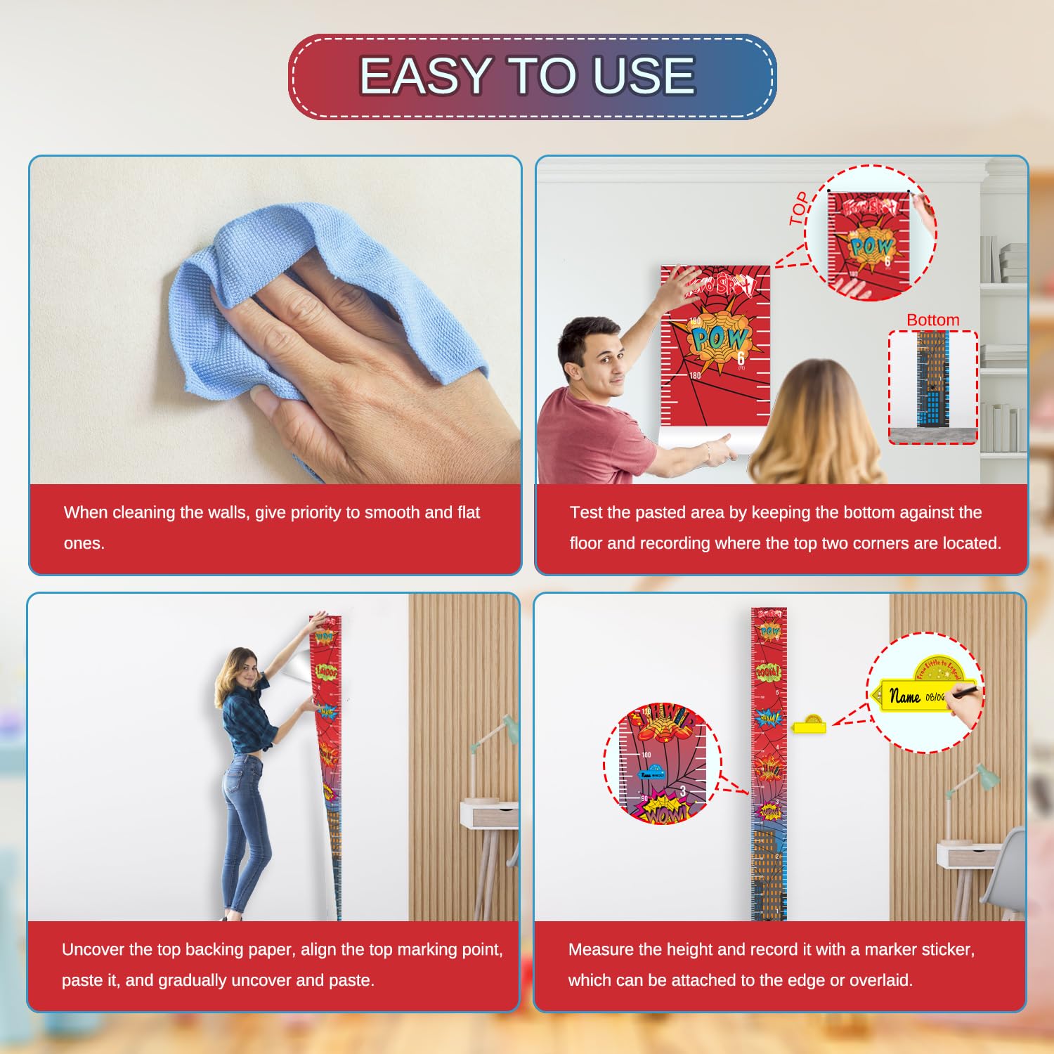 Hero Themed Kids Growth Chart for Wall