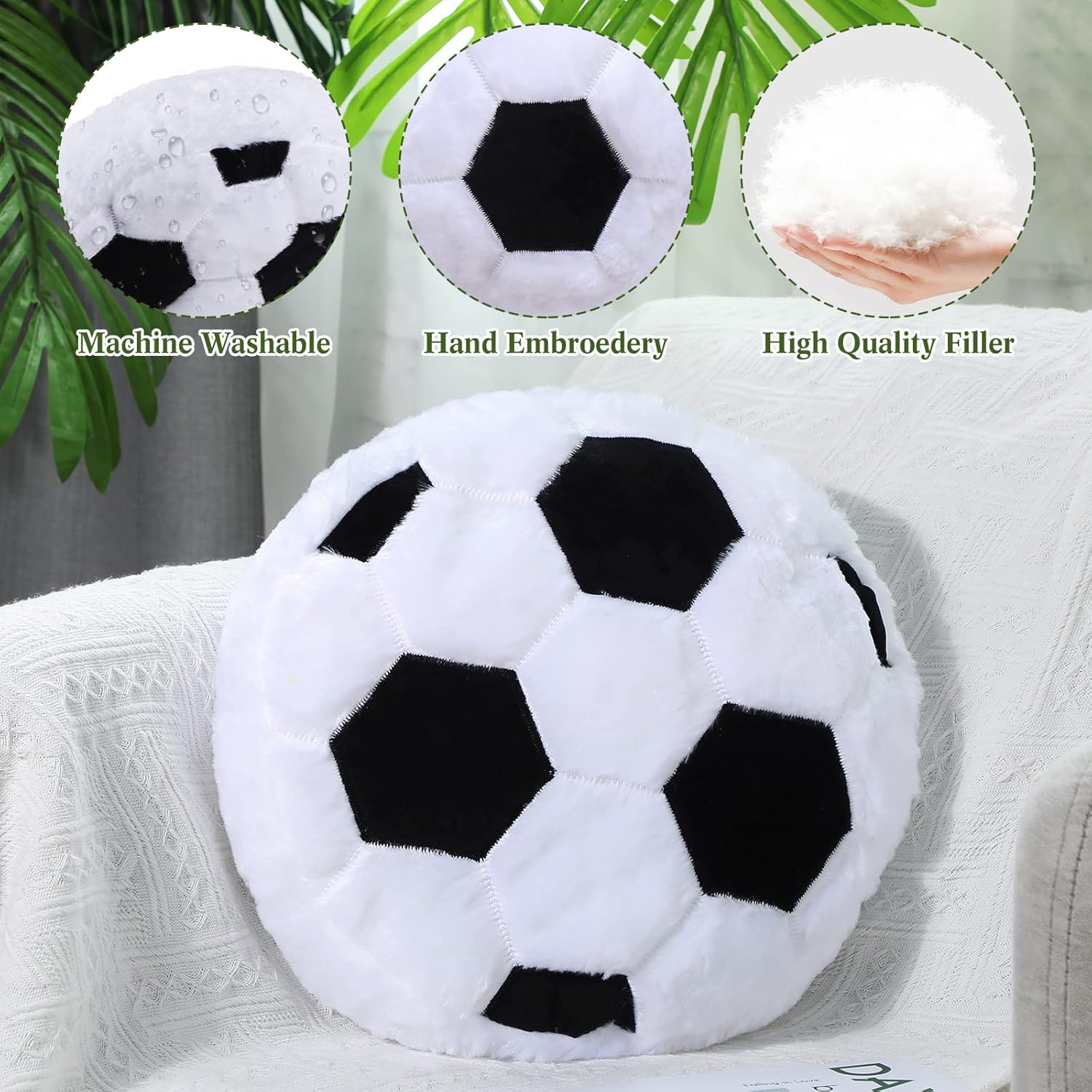 Jetec Soccer Shaped Plush Pillow Set