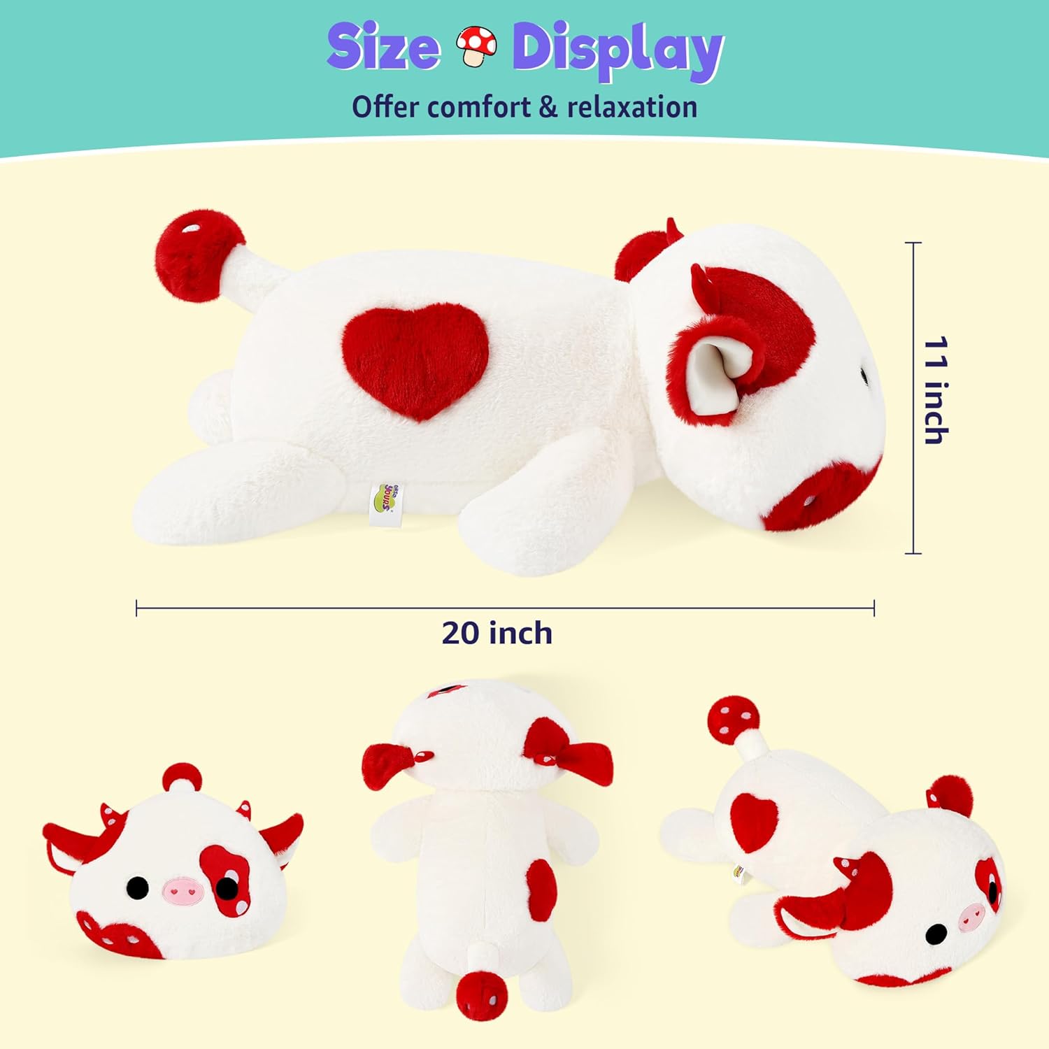 Onsoyours Weighted Mushroom Cow Plush Toy