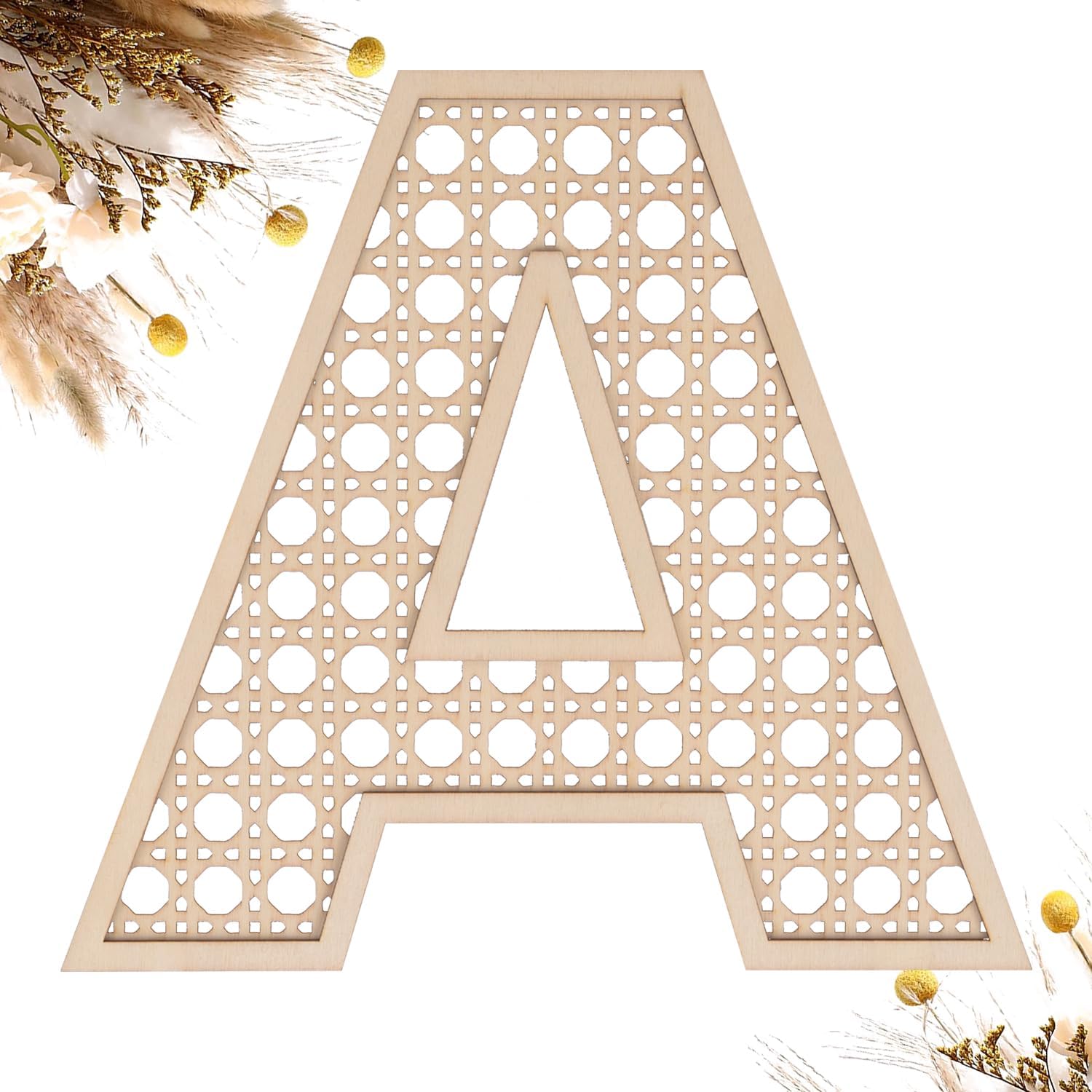 8 Inch Wooden Rattan Letter A Wall Decor
