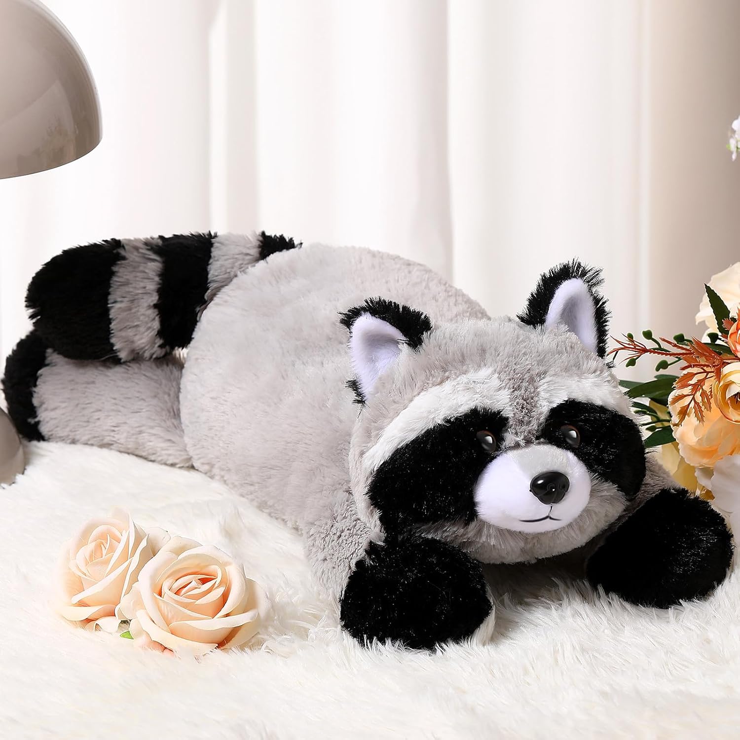 HyDren 18 Inch Raccoon Plush Pillow
