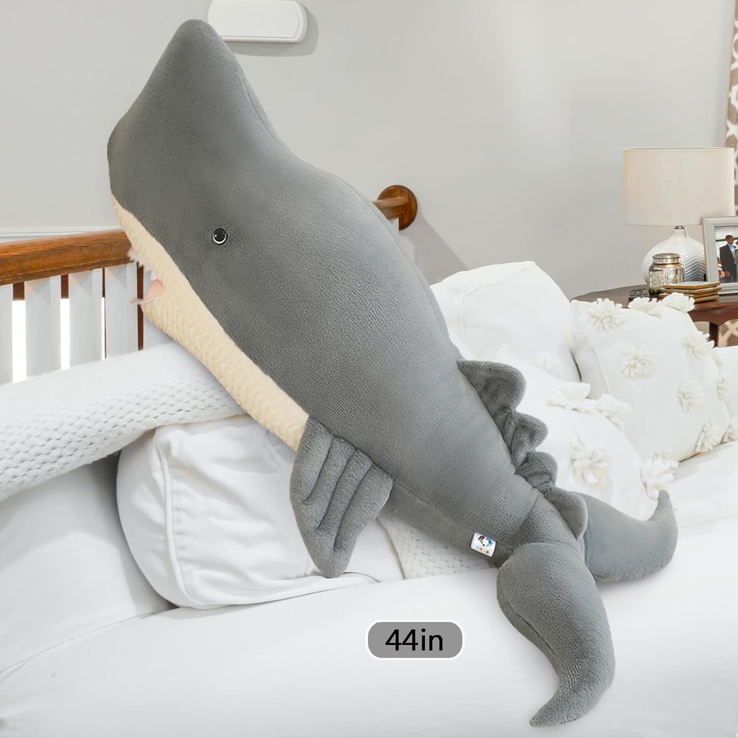 Whale Shark Plush Pillow Toy - 44 Inch Gray