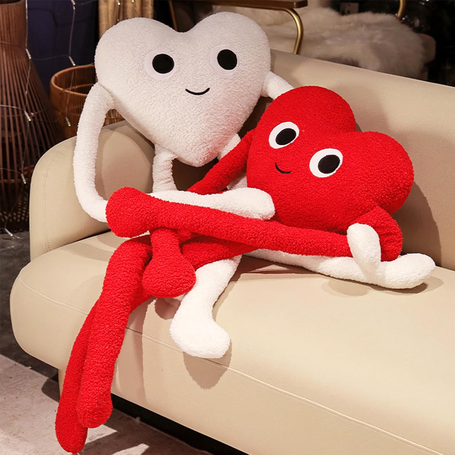 White Heart Plush Pillow 3937in