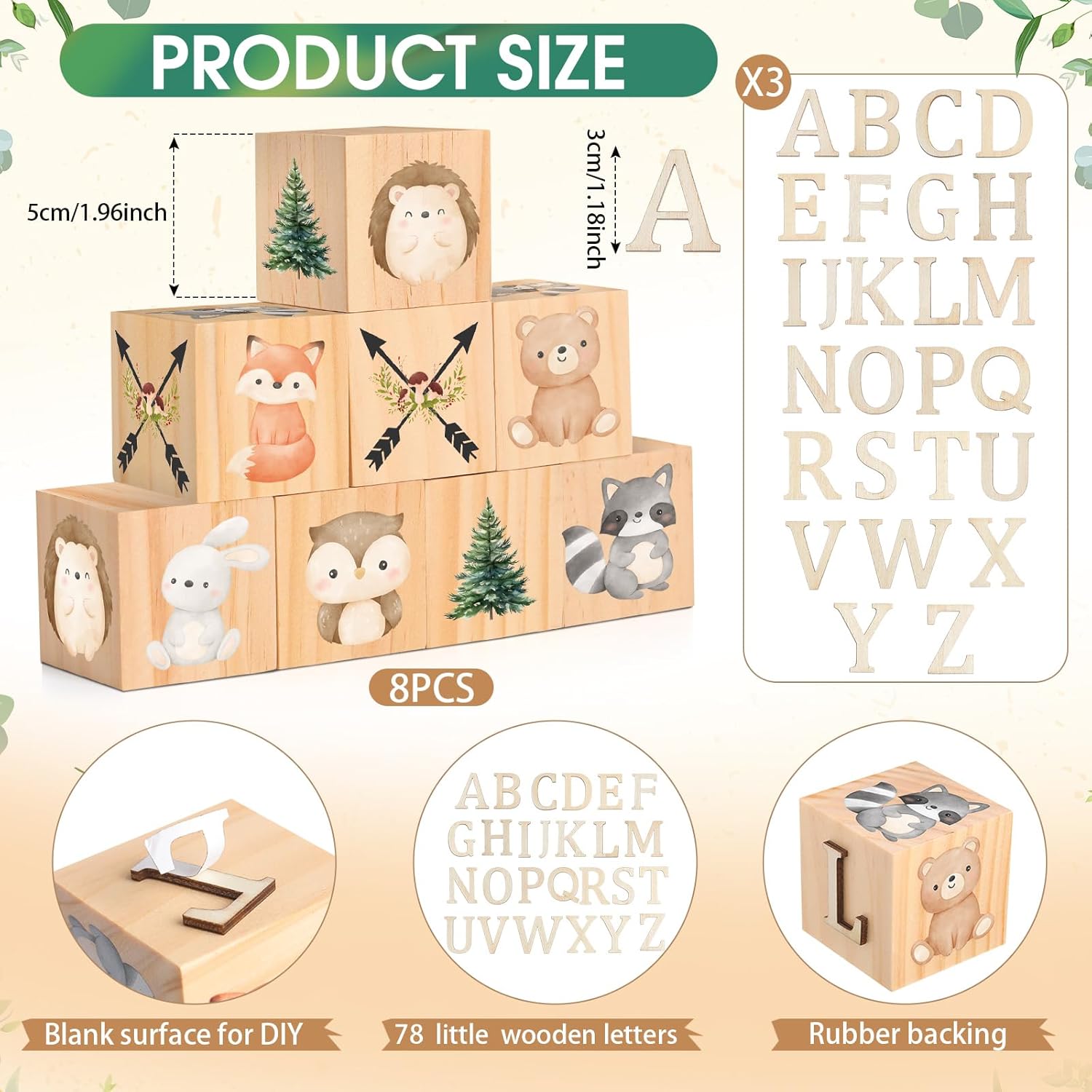 Custom Woodland Animals Name Sign Blocks