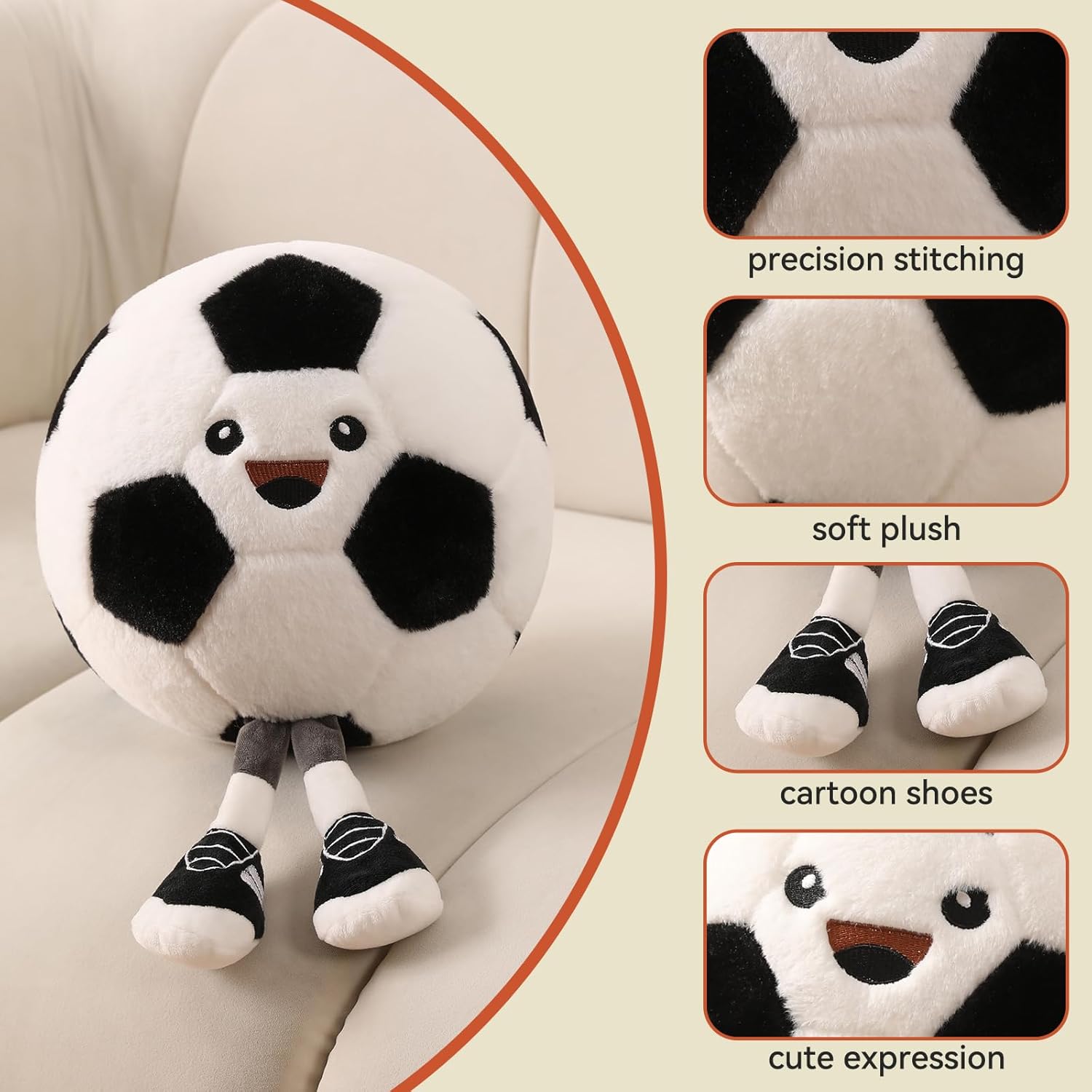 Stepxi Soccer Ball Plush Pillow