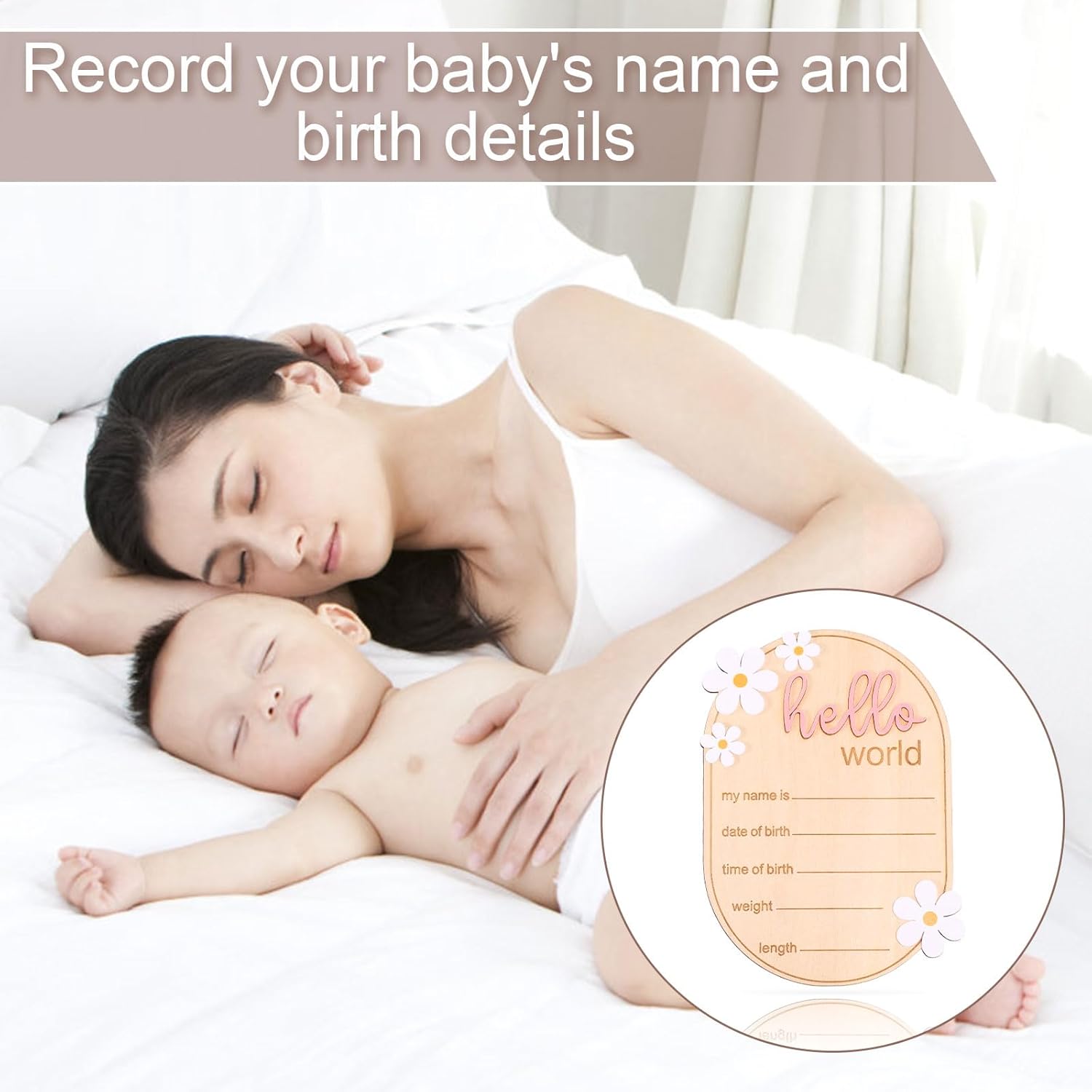 Wooden Hello World Baby Announcement Sign