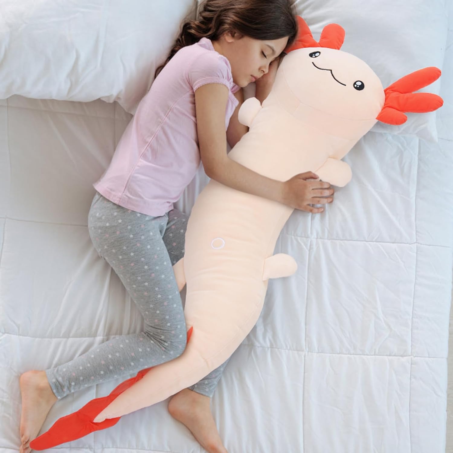 Large Axolotl Plush Body Pillow for Kids