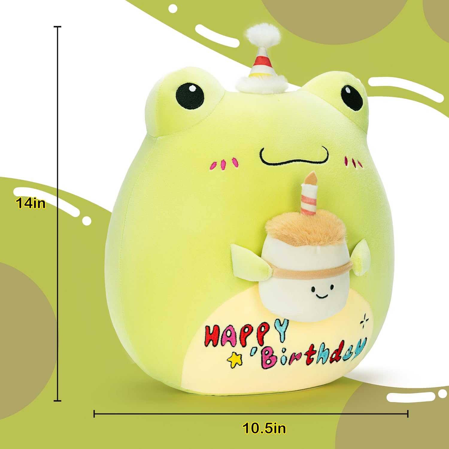 Original 14 Inch Happy Birthday Frog Plush Pillow